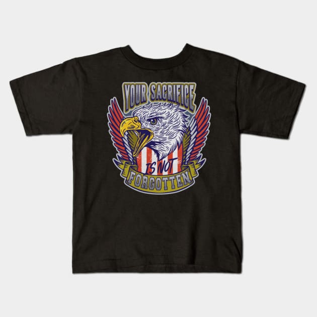 Veterans Day Eagle Quote Kids T-Shirt by mehdime